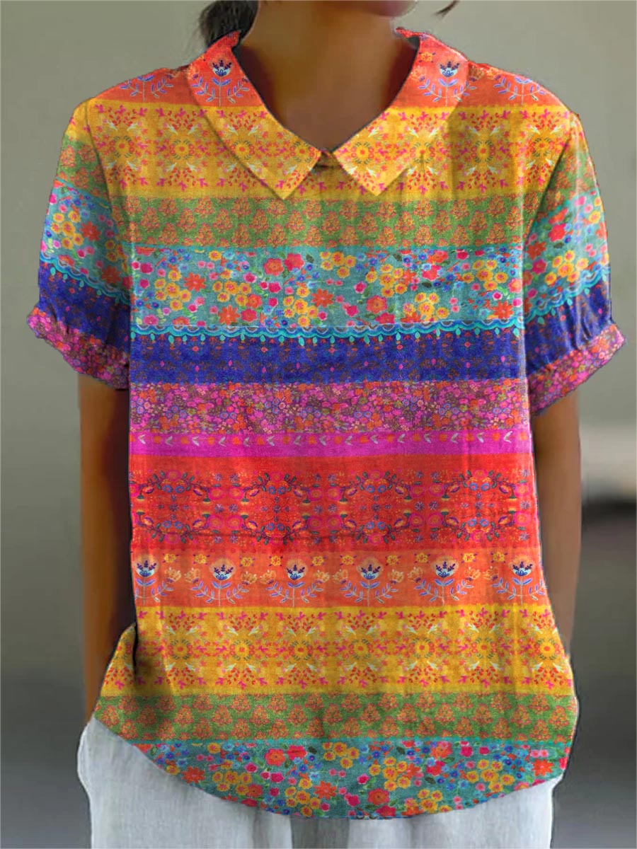 Aurora Valencia | Floral Striped Shirt