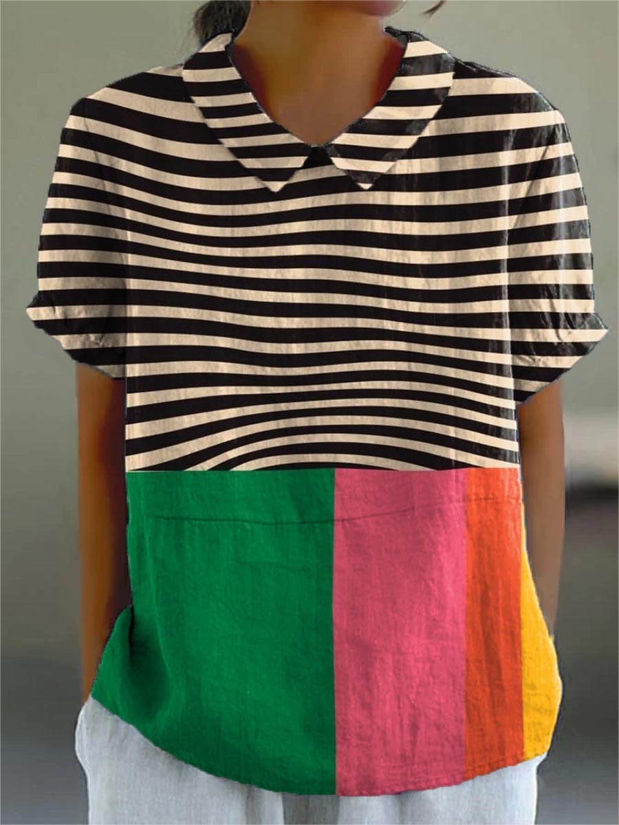 Aurora Valencia™ | Camisa con rayas anchas y bloques de color