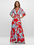 Aurora Valencia | V Neck Short Sleeve Floral Maxi Dress