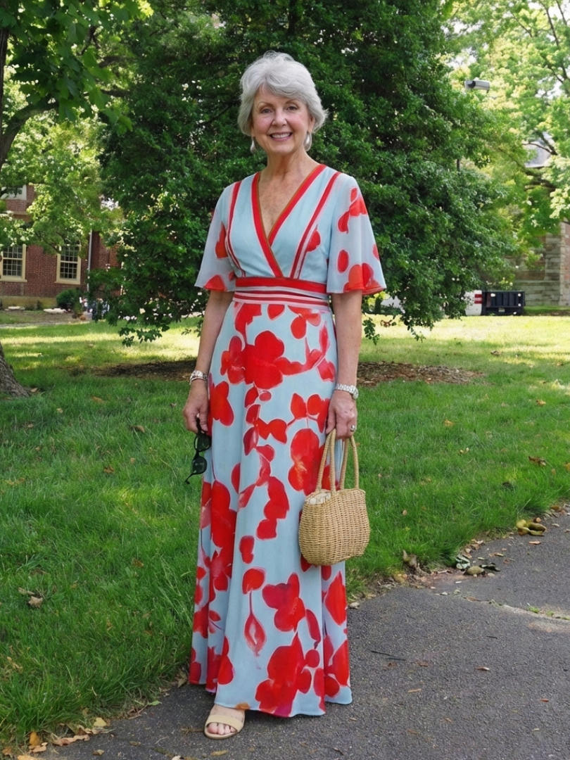 Aurora Valencia | V Neck Short Sleeve Floral Maxi Dress