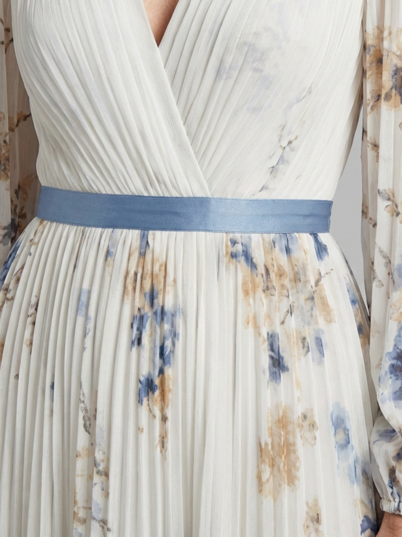 Aurora Valencia | Long Sleeve V Neck Floral Maxi Dress