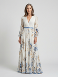 Aurora Valencia | Long Sleeve V Neck Floral Maxi Dress