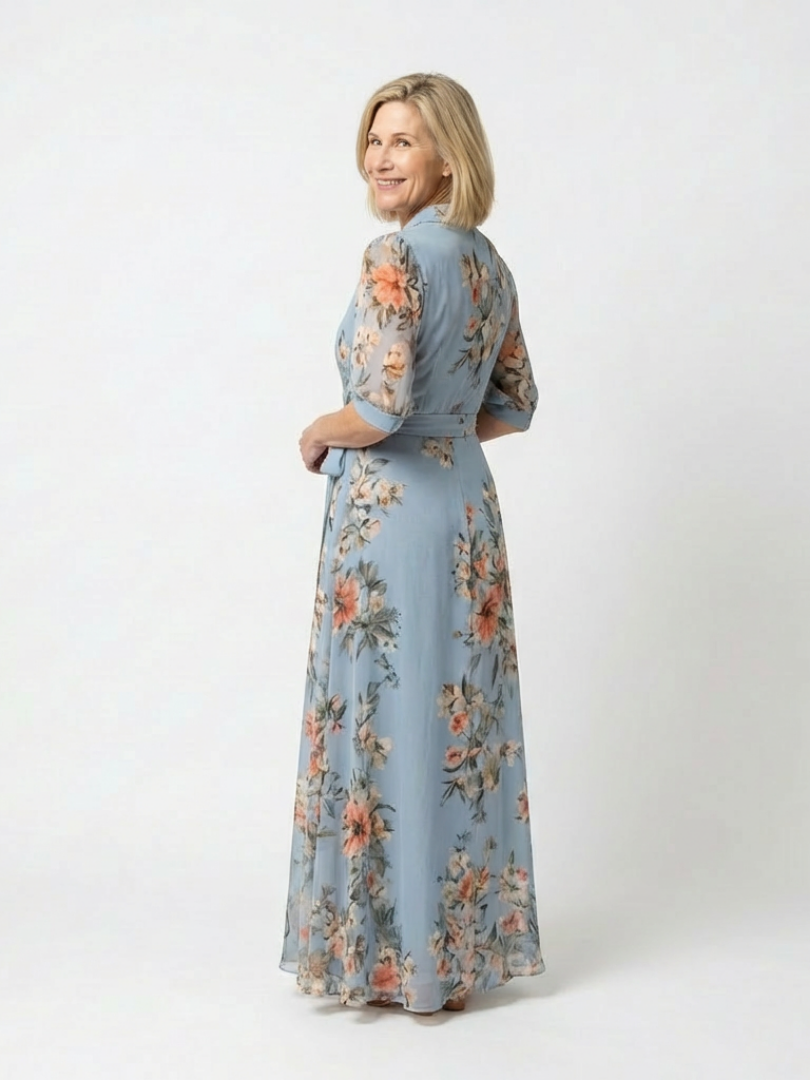 Aurora Valencia | Floral Wrap V Neck Maxi Dress