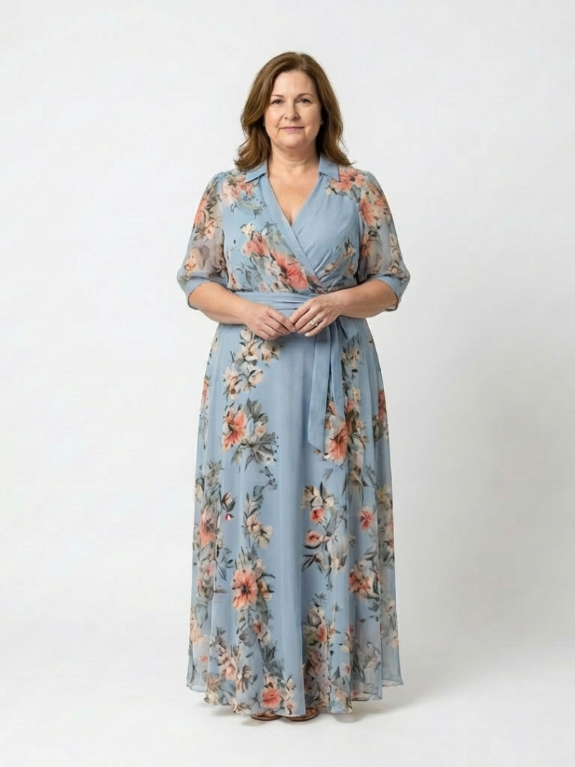 Aurora Valencia | Floral Wrap V Neck Maxi Dress