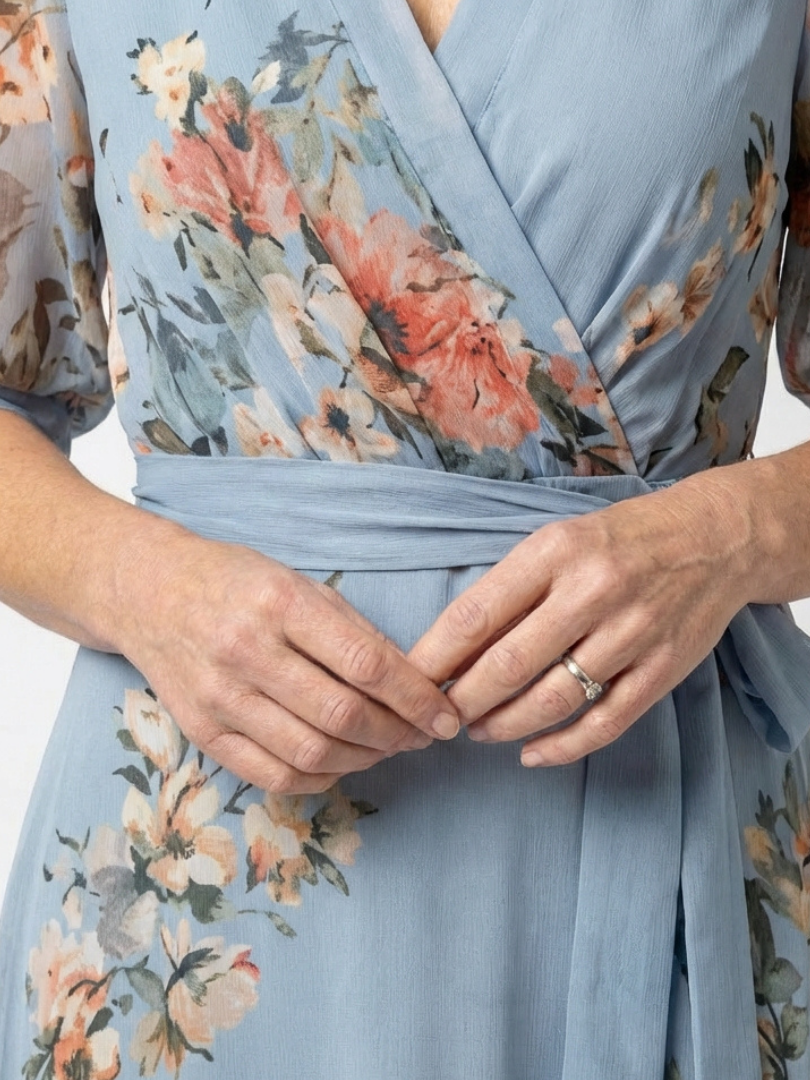 Aurora Valencia | Floral Wrap V Neck Maxi Dress